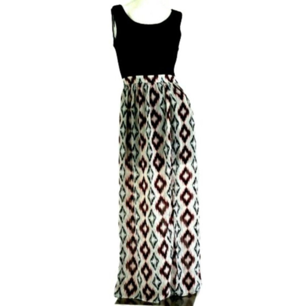HeartSoul Lace Top Semi-Sheer Festival Maxi Dress